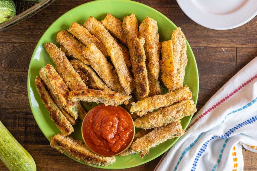 Air fryer zucchini sticks top